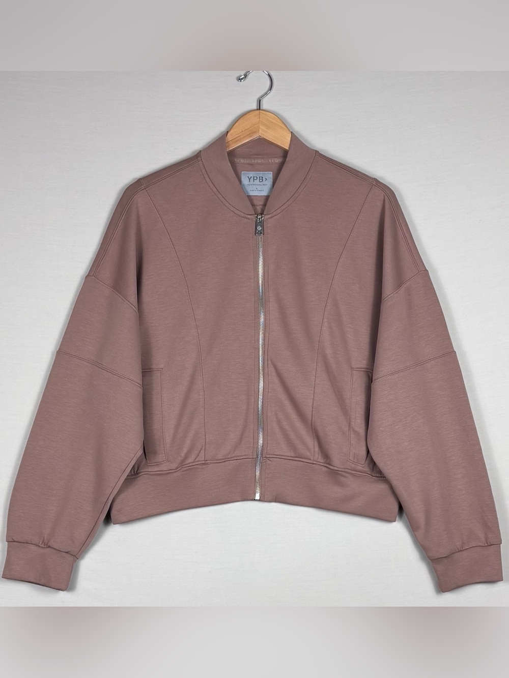 Abercrombie YPB Active Zip Bomber Jacket Mauve Pink Oversized XL